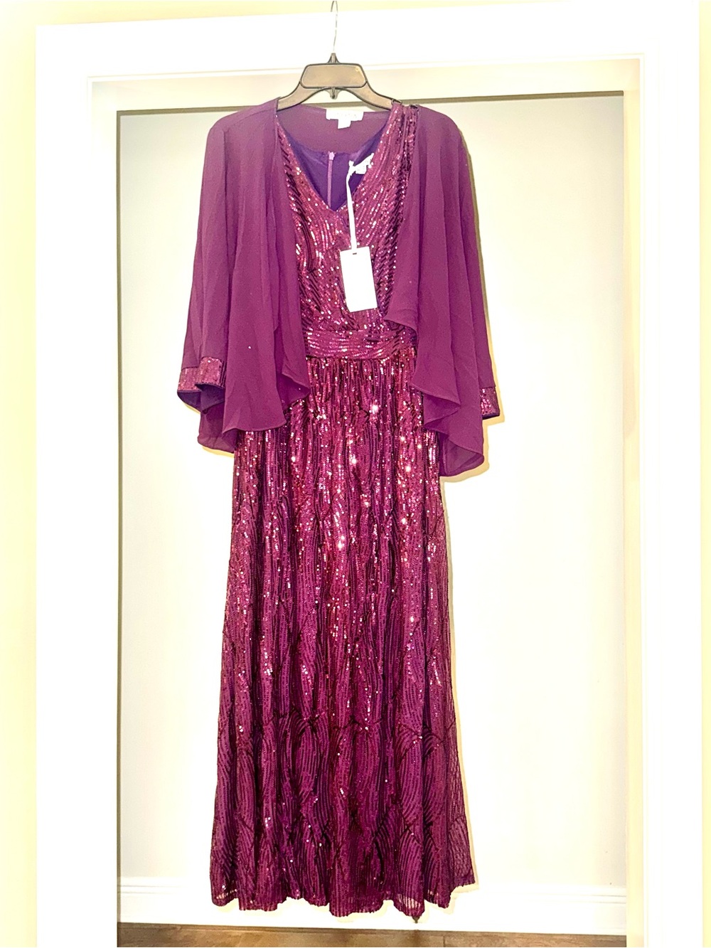 Grace Karin Purple Sequin Dress with Chiffon Jacket sz 14
